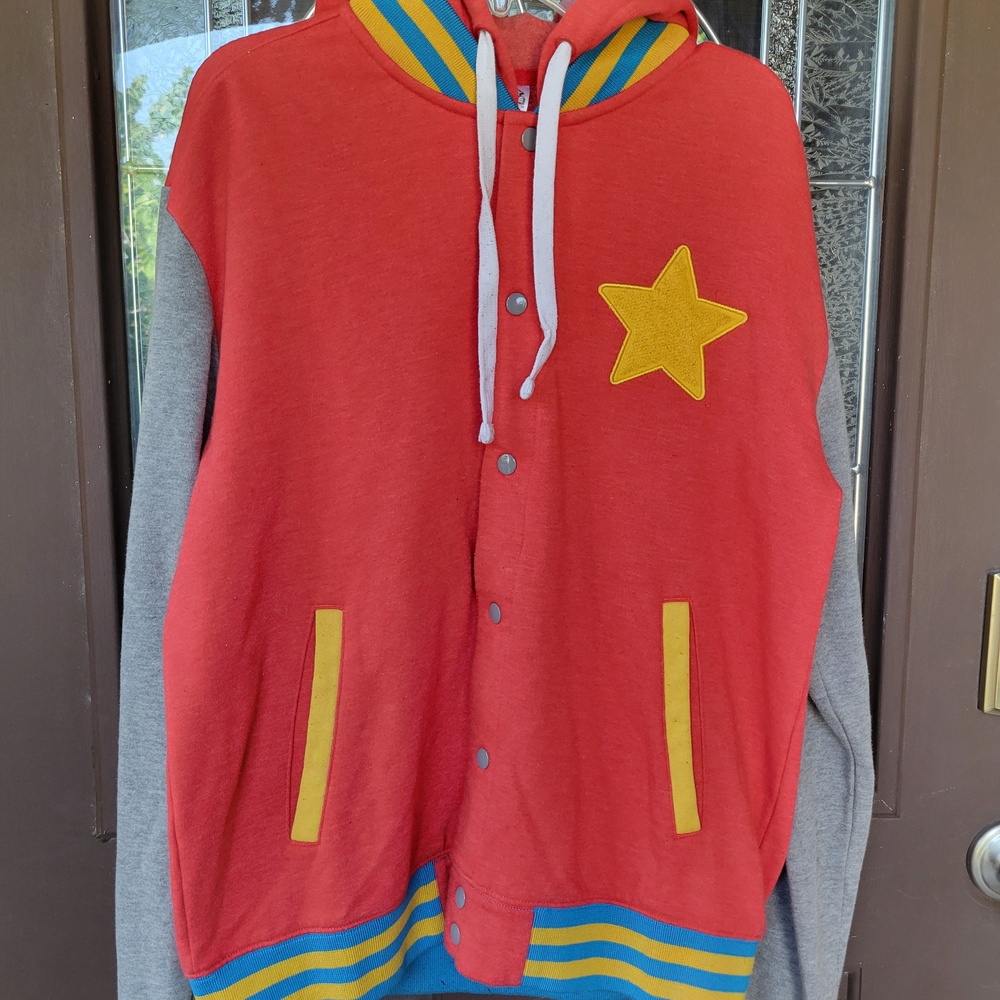 Cartoon Network Red and Blue Steven Universe Hoodie With Front Buttons